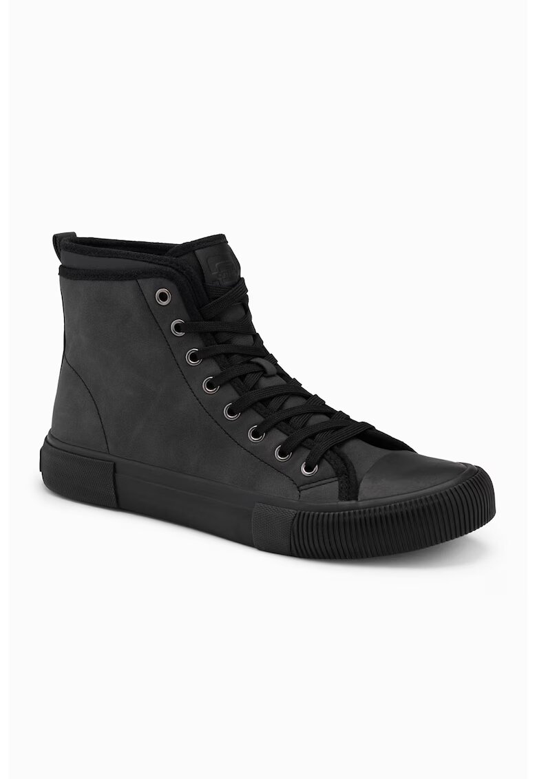 OMBRE Pantofi sport de piele ecologica cu sireturi - Gri antracit