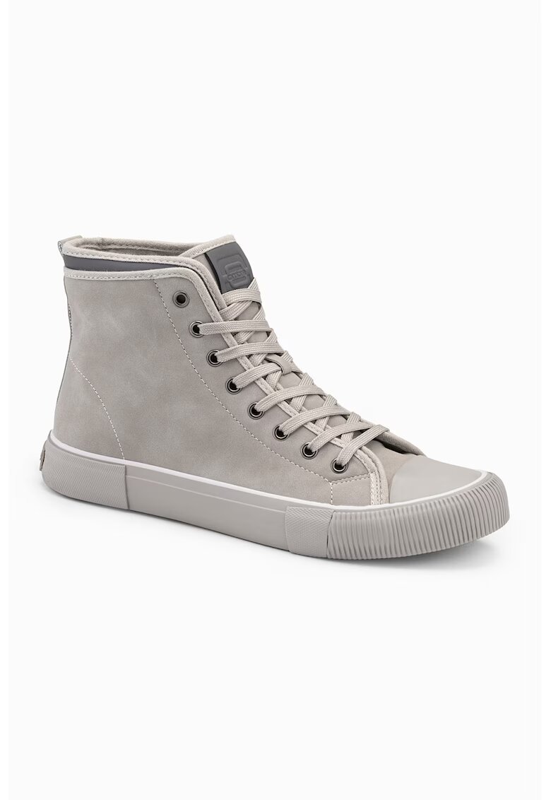 OMBRE Pantofi sport de piele ecologica cu sireturi - Gri deschis