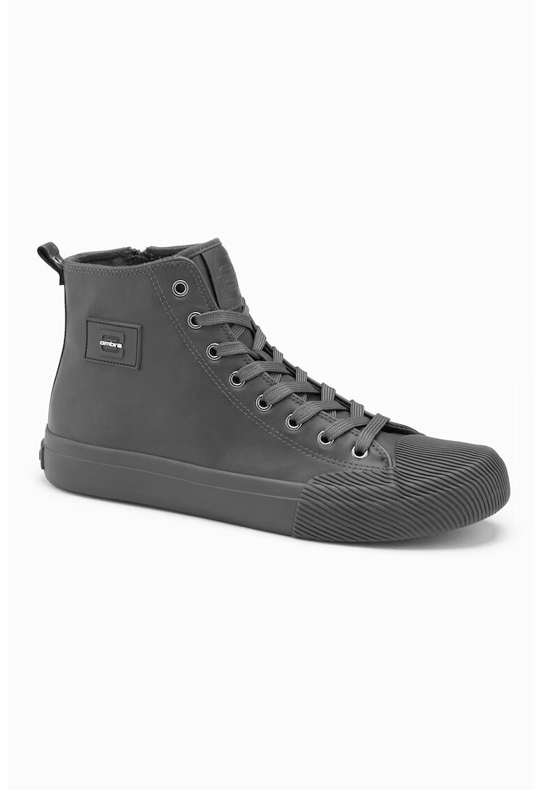 OMBRE Pantofi sport de piele ecologica cu sireturi - Gri inchis