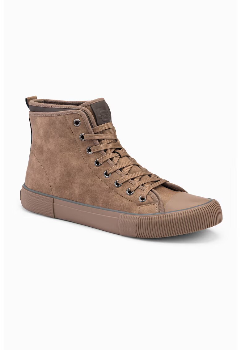 OMBRE Pantofi sport de piele ecologica cu sireturi - Maro