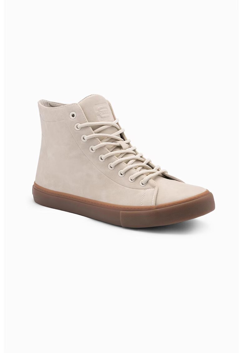 OMBRE Pantofi sport de piele intoarsa cu varf rotund - Maro taupe deschis