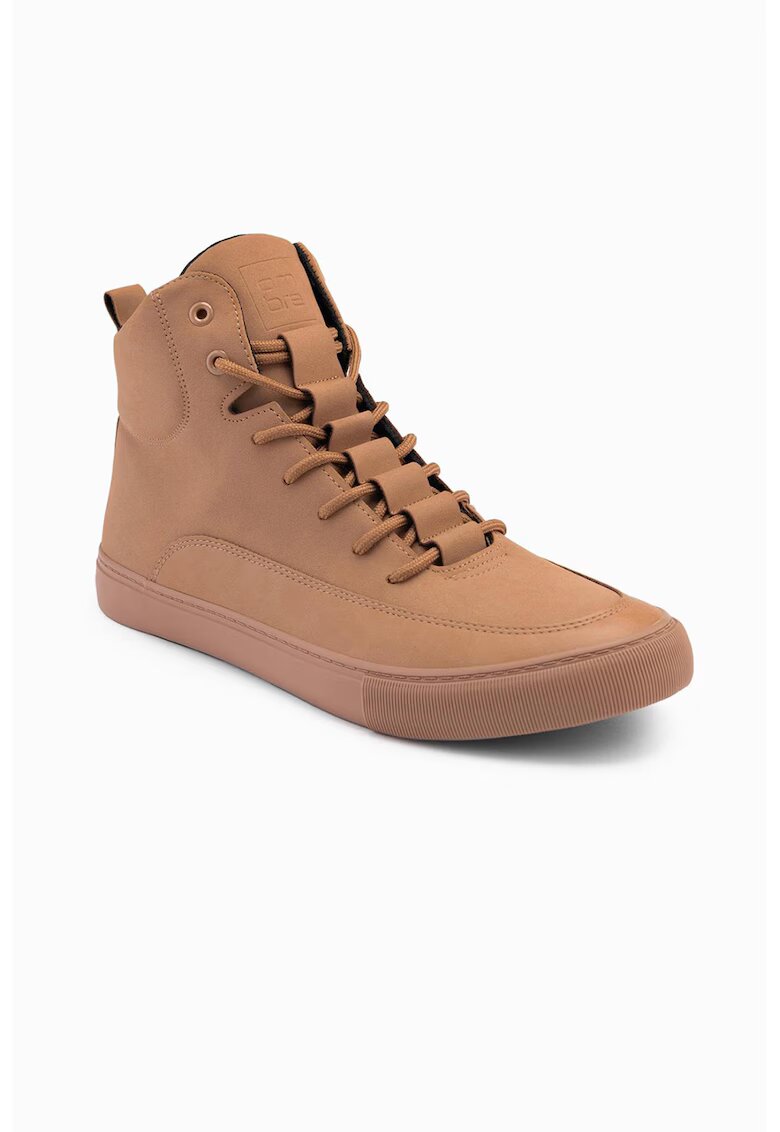 OMBRE Pantofi sport din material textil cu insertii de piele ecologica - Maro
