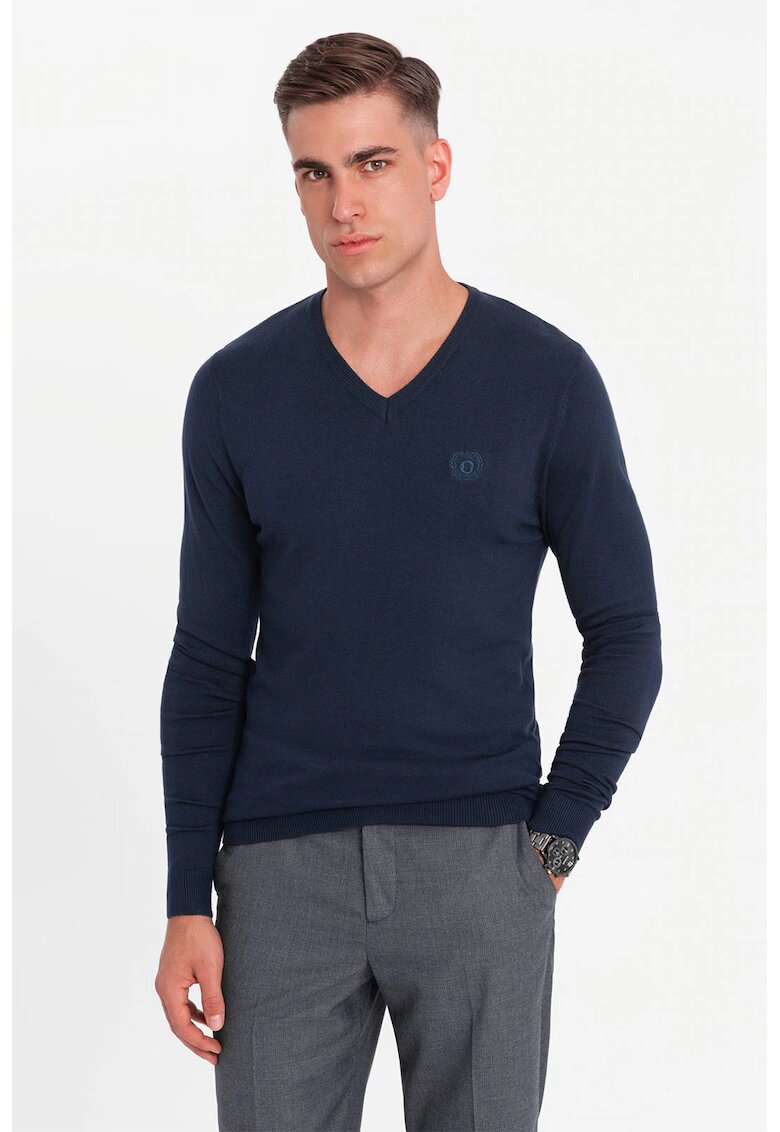 OMBRE Pulover cu decolteu in V - Bleumarin