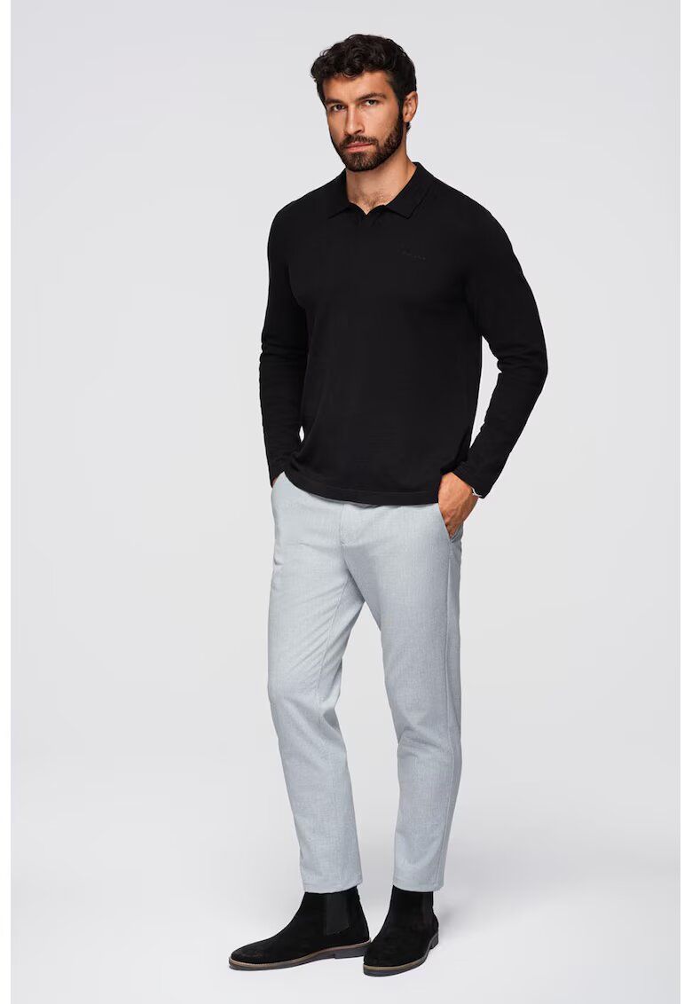 OMBRE Pulover din amestec de bumbac cu guler polo - Negru