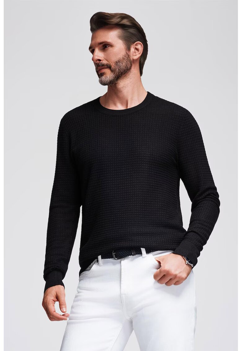 OMBRE Pulover texturat cu decolteu rotund