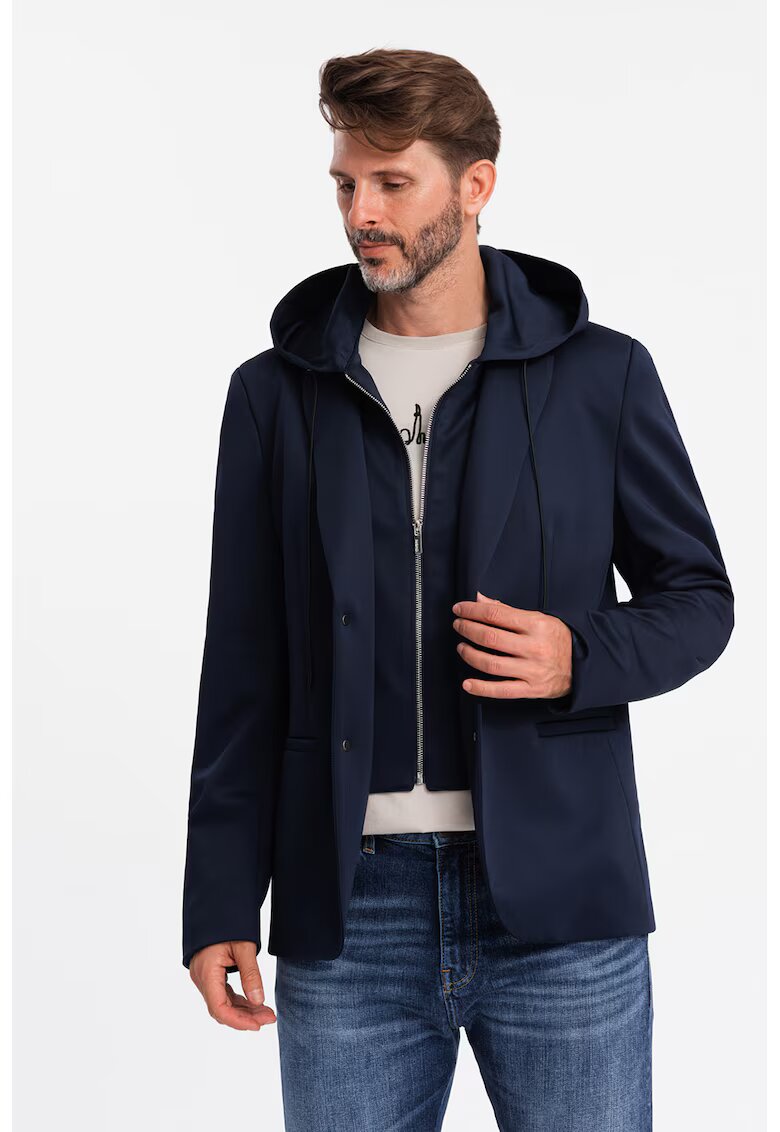 OMBRE Sacou cu gluga - Bleumarin