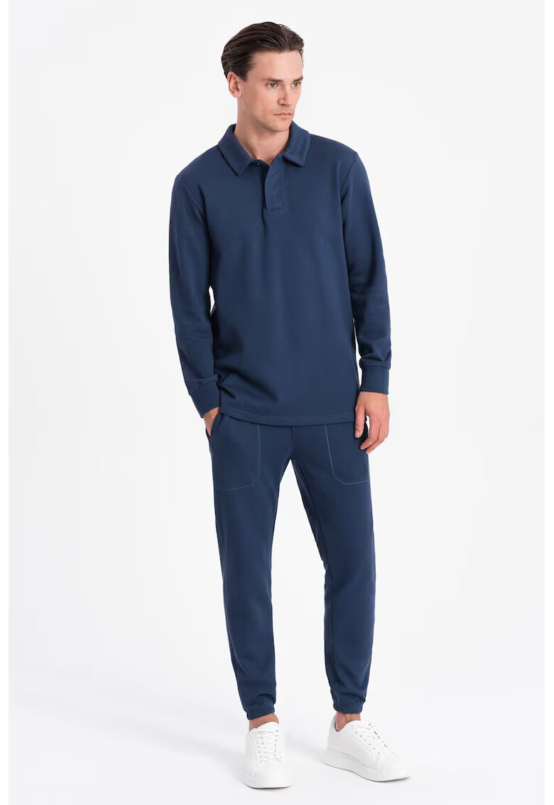 OMBRE Set de bluza polo si pantaloni de trening - Bleumarin