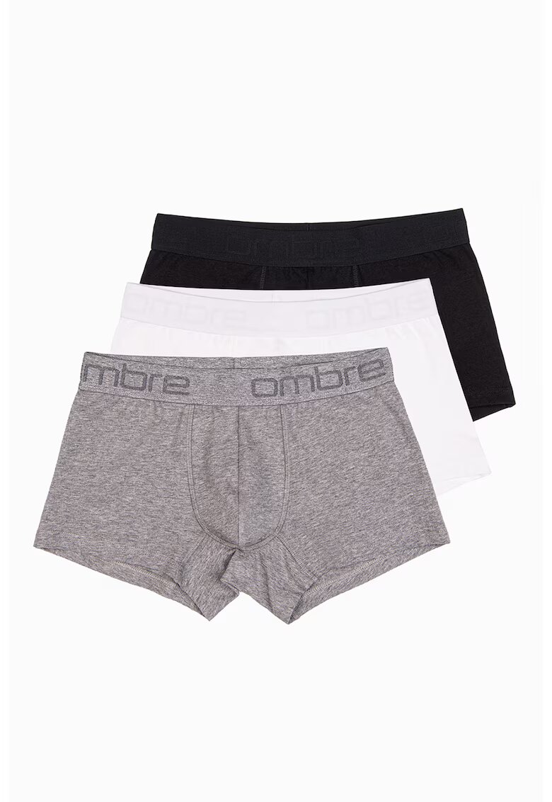OMBRE Set de boxeri din amestec de bumbac - 3 perechi - Alb/Negru/Gri