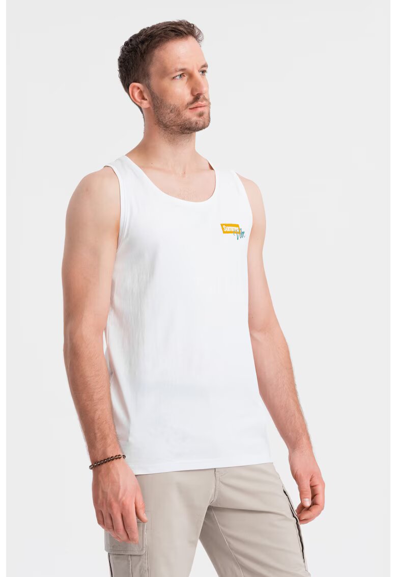 OMBRE Top cu decolteu rotund - Alb/Galben/Albastru