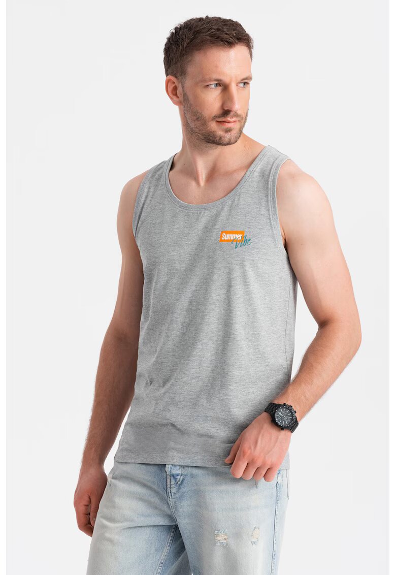 OMBRE Top cu decolteu rotund - Galben/Gri melange/Albastru