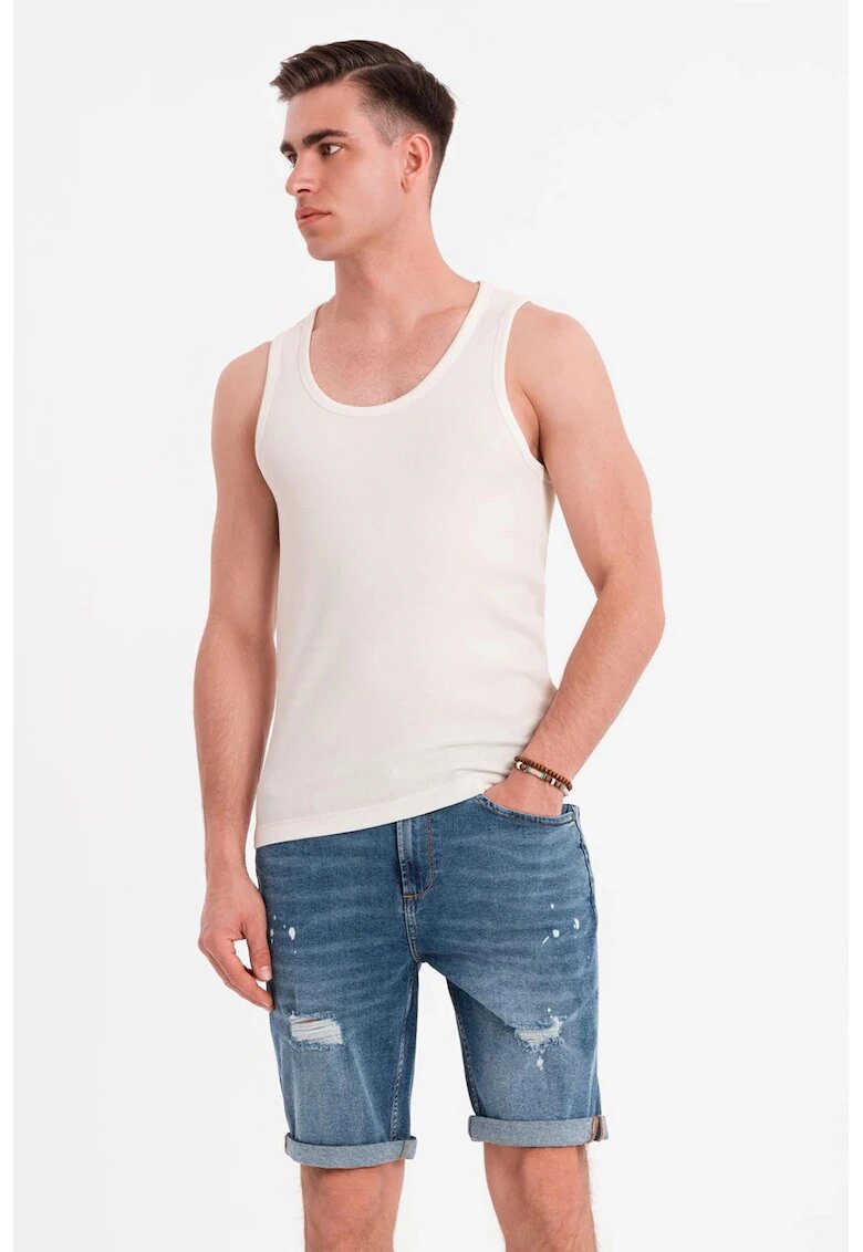 OMBRE Top din amestec de bumbac cu model uni - Alb murdar