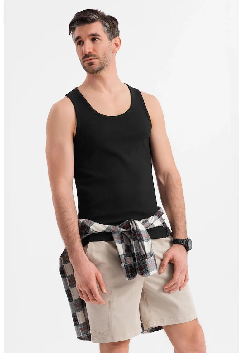 OMBRE Top din amestec de bumbac cu model uni - Negru