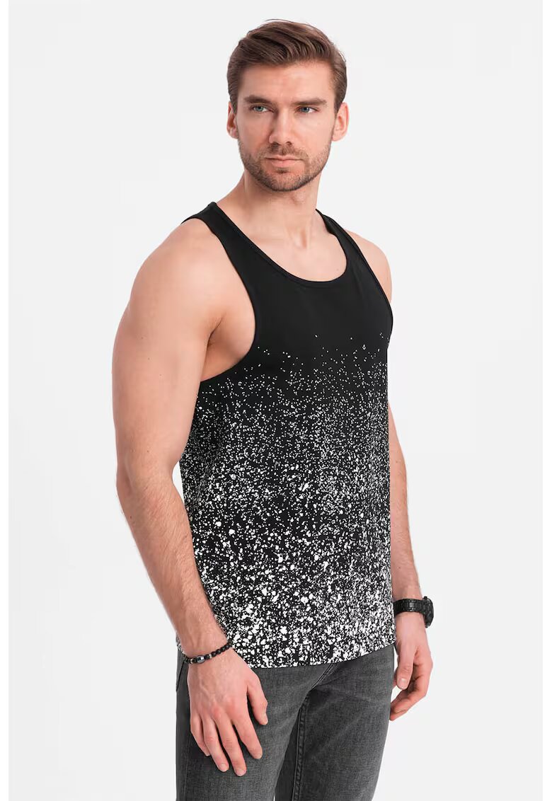 OMBRE Top din bumbac cu decupaj racerback - Alb/Negru