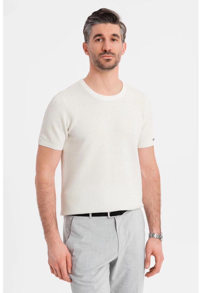 OMBRE Tricou cu aspect texturat - Alb murdar