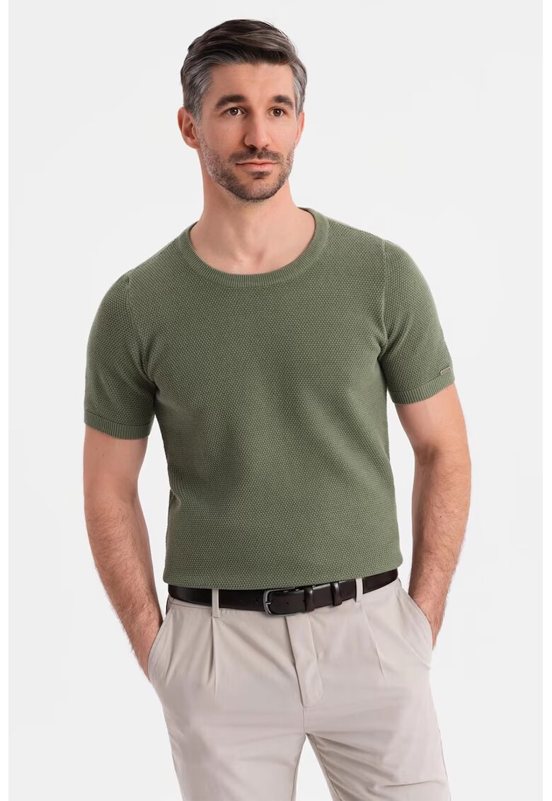 OMBRE Tricou cu aspect texturat - Verde sparanghel