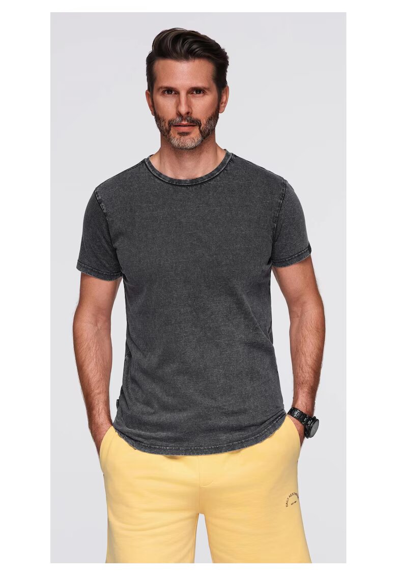 OMBRE Tricou cu efect decolorat OM-TSWT-0116 - Negru