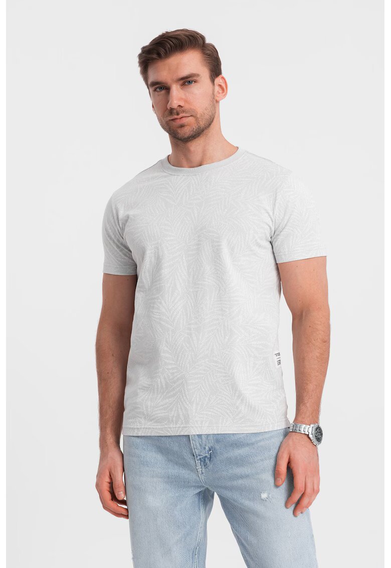 OMBRE Tricou cu model si decolteu la baza gatului - Gri deschis