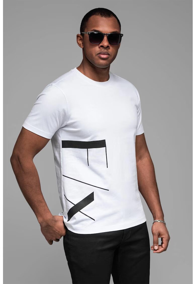 OMBRE Tricou de bumbac cu imprimeu - Alb/Negru