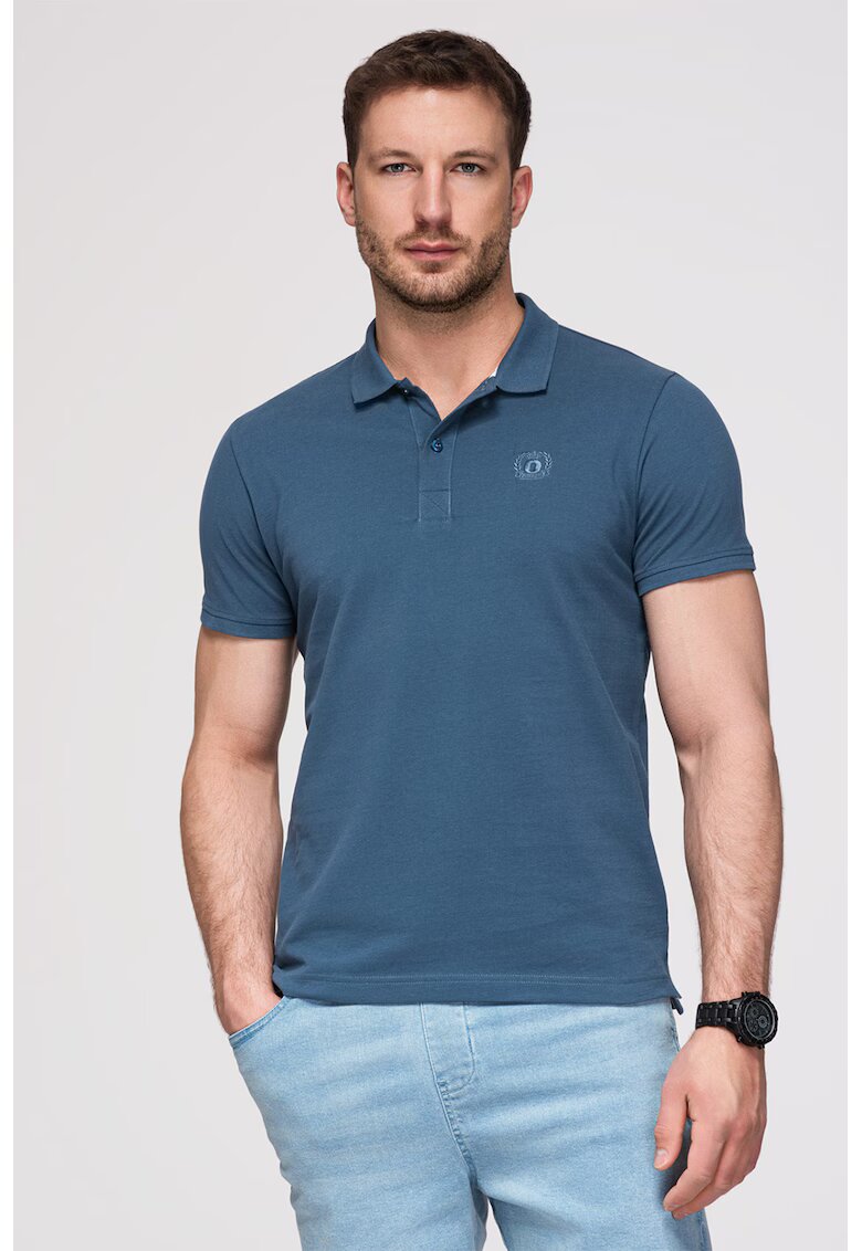 OMBRE Tricou polo cu model uni - Albastru inchis