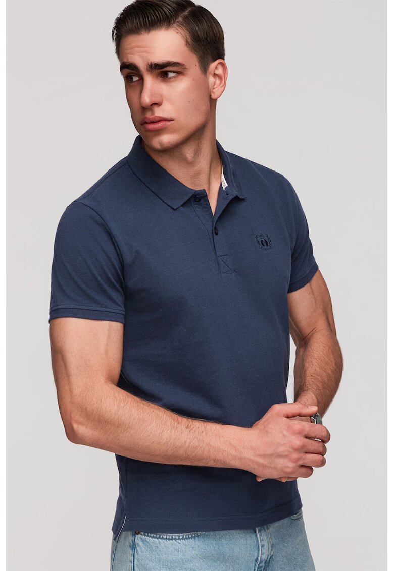 OMBRE Tricou polo cu model uni - Bleumarin