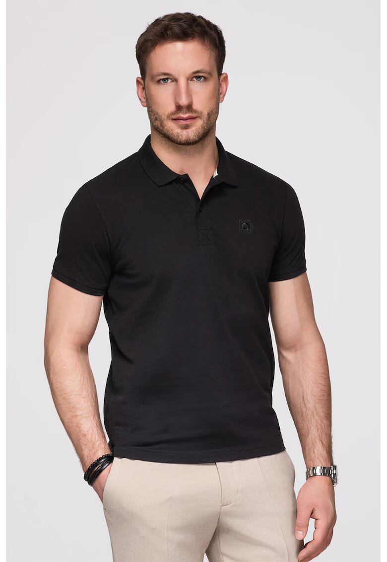 OMBRE Tricou polo cu model uni - Negru