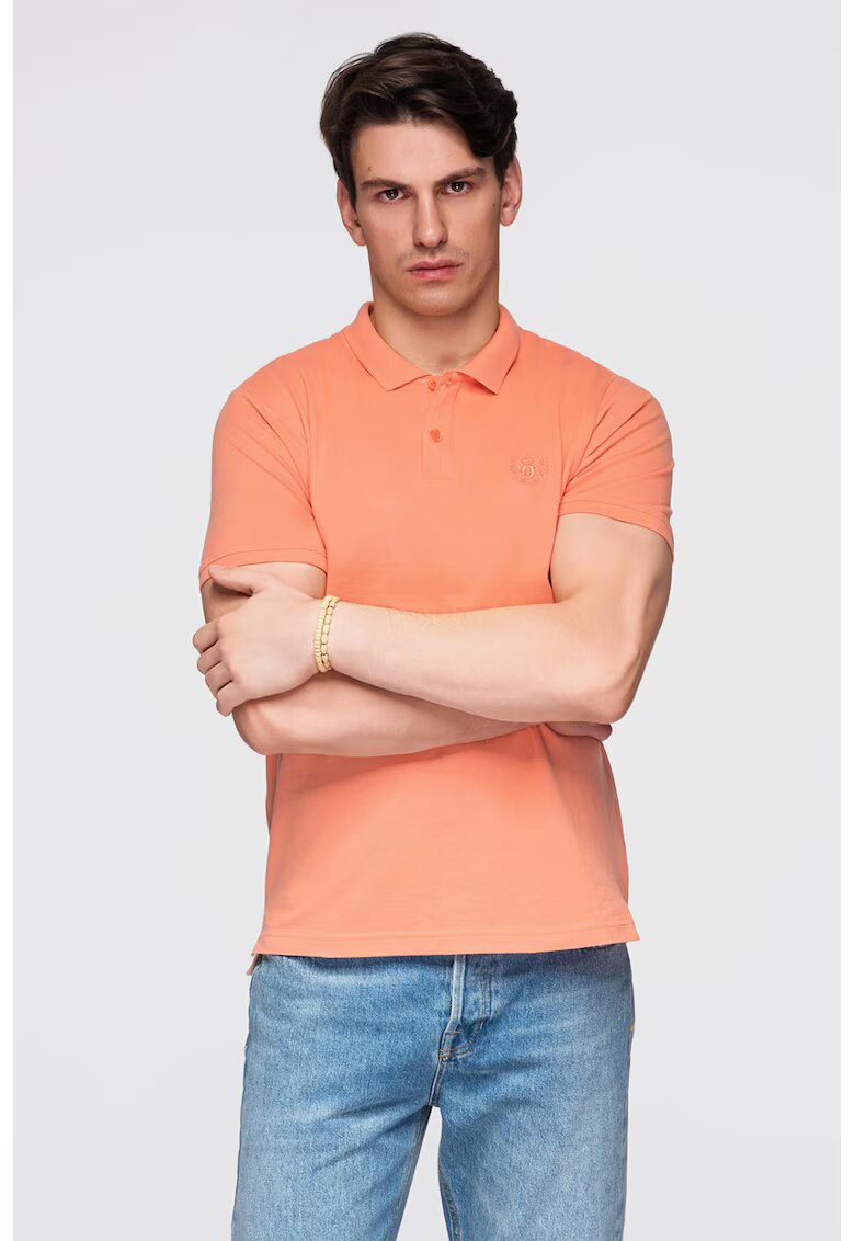 OMBRE Tricou polo cu model uni - Roz somon