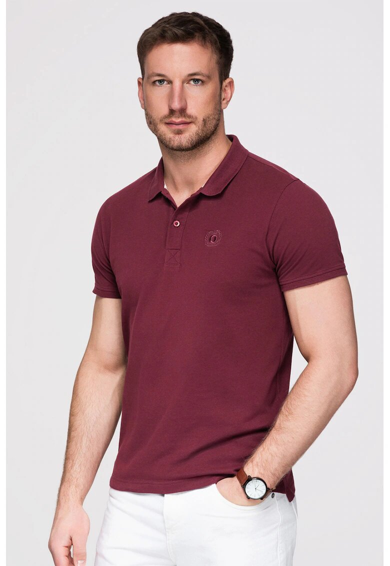 OMBRE Tricou polo cu model uni - Visiniu