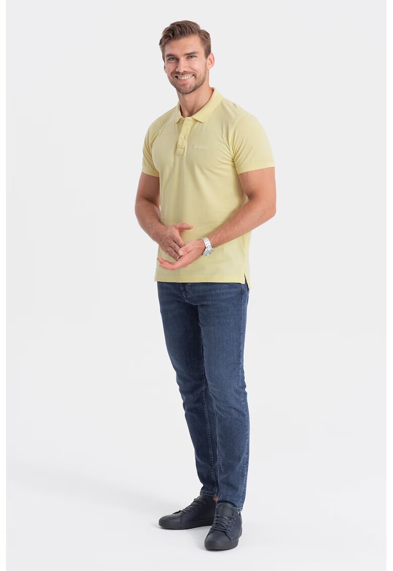OMBRE Tricou polo de bumbac - Galben pai