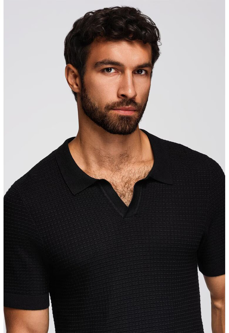 OMBRE Tricou polo texturat - Negru