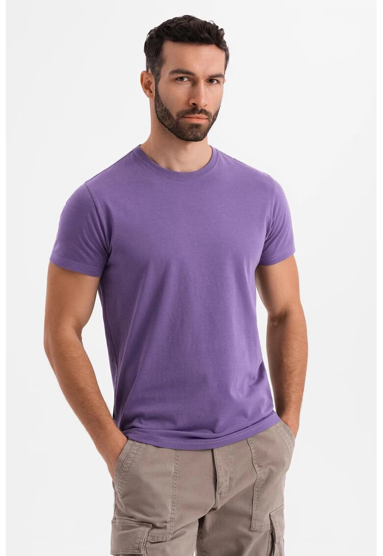 OMBRE Tricou uni cu decolteu la baza gatului - Ametist