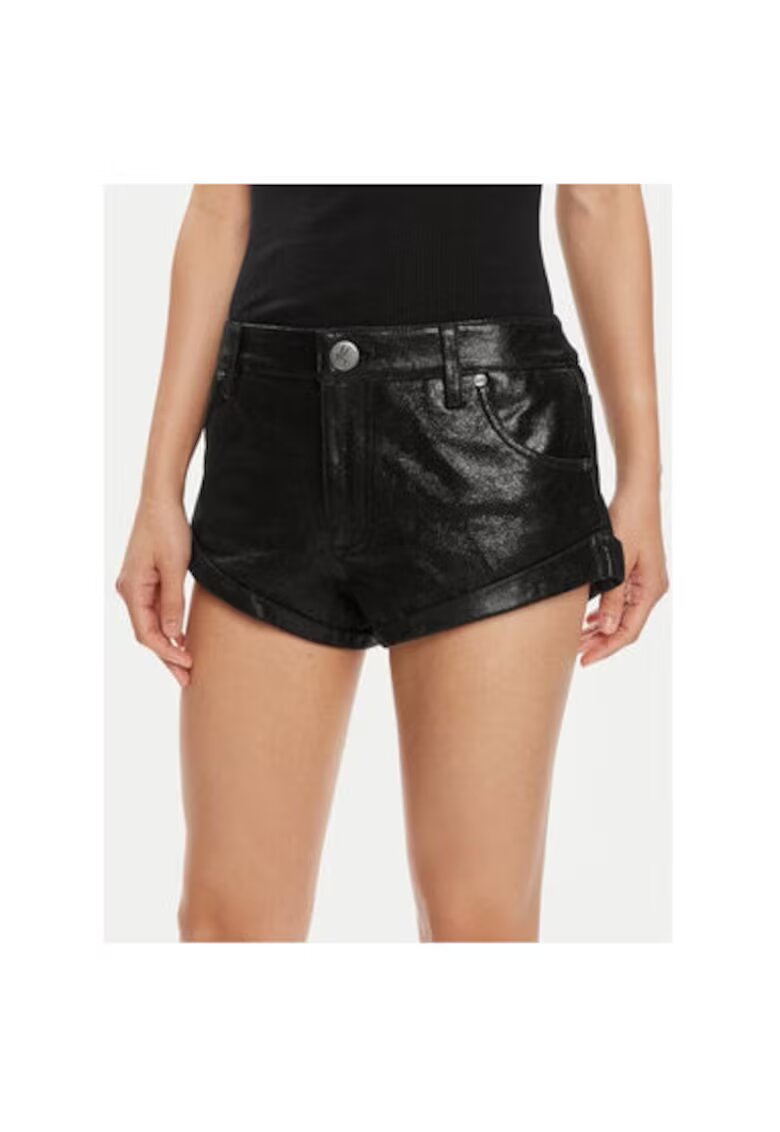 ONE TEASPOON Pantaloni scurti dama - 304007217 - Piele naturala - Negru - Negru
