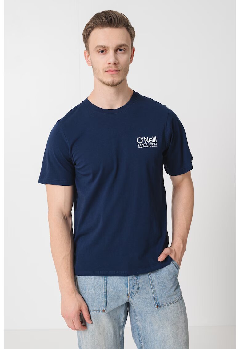 ONeill Tricou cu decolteu la baza gatului si logo pe piept - Alb optic/Bleumarin