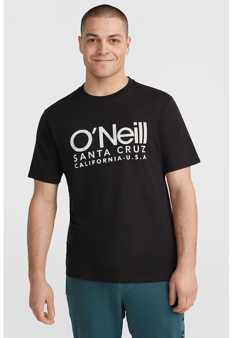 ONeill Tricou de bumbac cu decolteu la baza gatului si imprimeu logo - Negru
