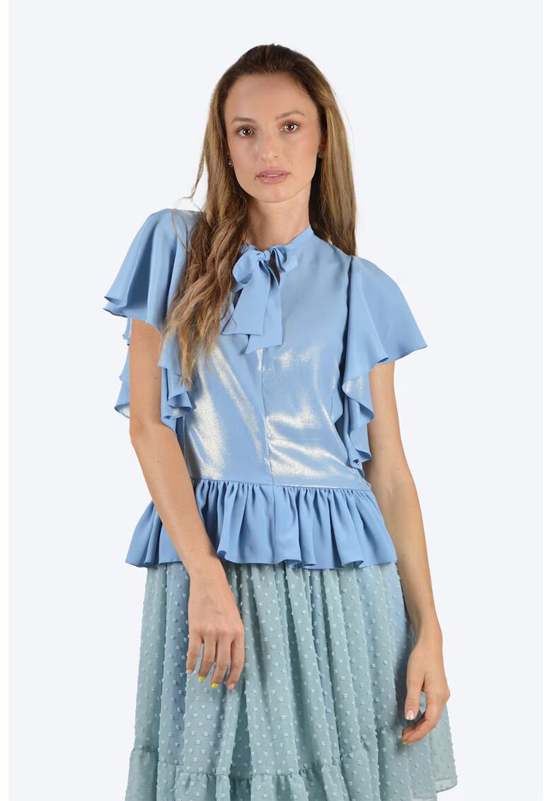 ONIBON FASHION Bluza de matase cu aspect metalizat - Albastru lavanda