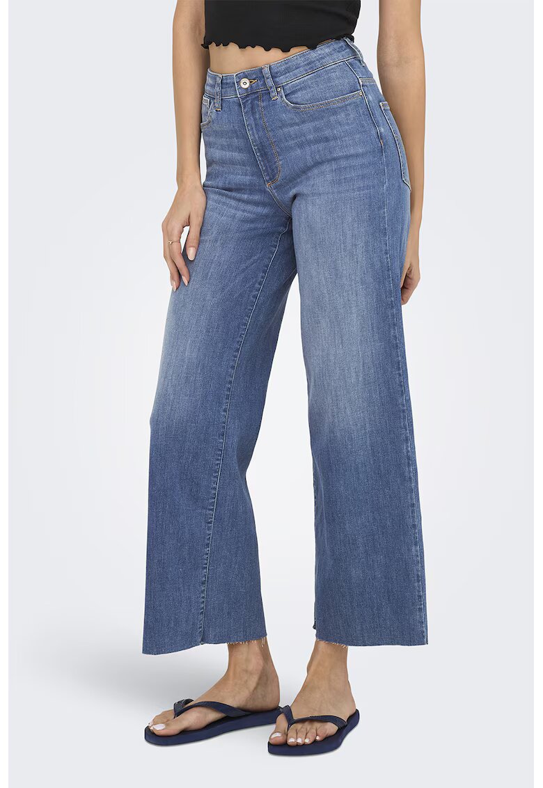Only Blugi crop cu croiala ampla Lann-Madison - Albastru melange