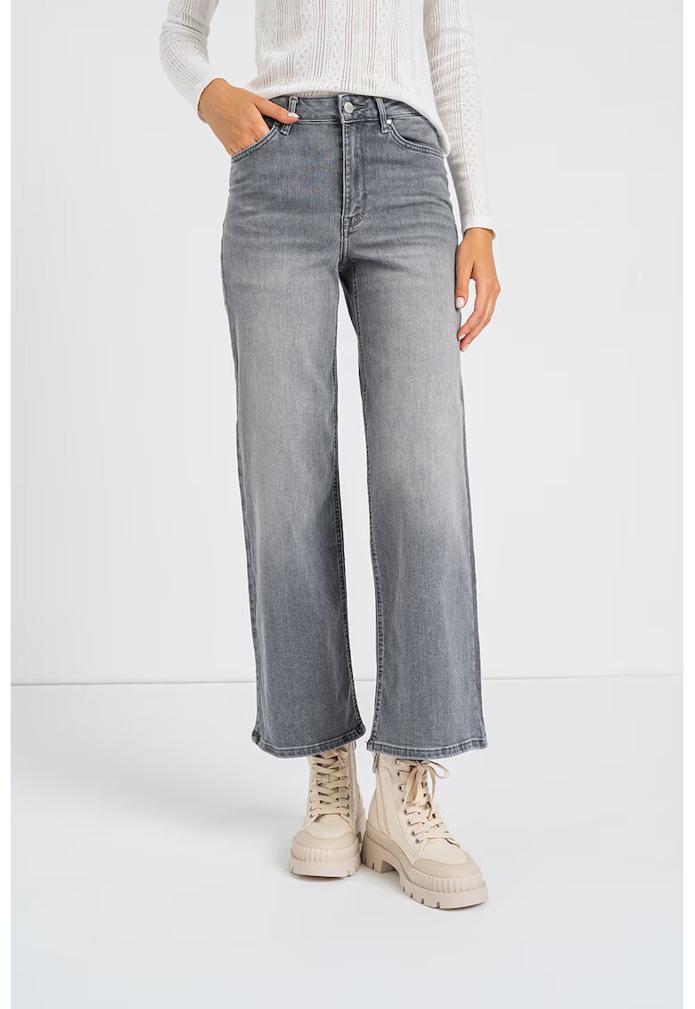 Only Blugi crop cu croiala ampla si aspect decolorat - Gri melange