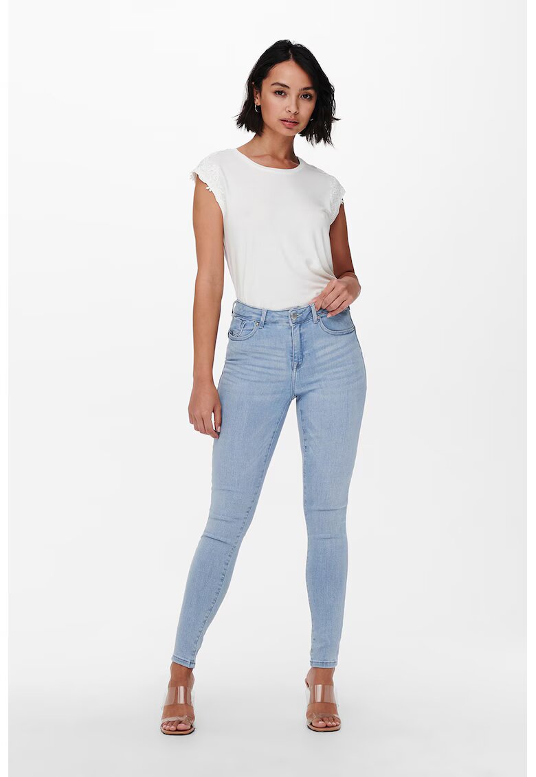 Only Blugi skinny cu talie medie - Albastru deschis