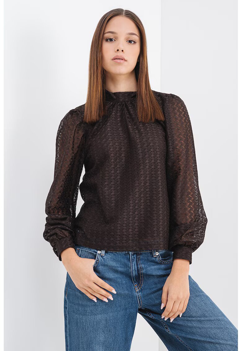 Only Bluza cu maneci bufante - Maro inchis