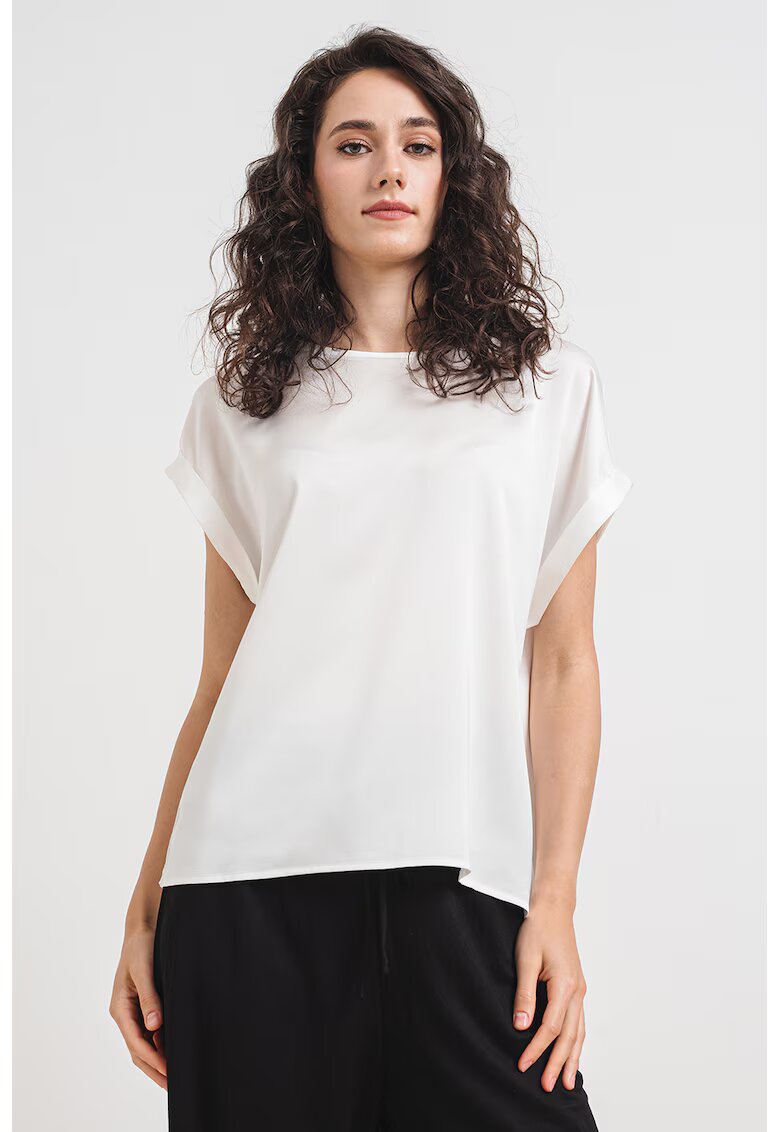 Only Bluza cu maneci scurte si aspect satinat Lieke - Alb