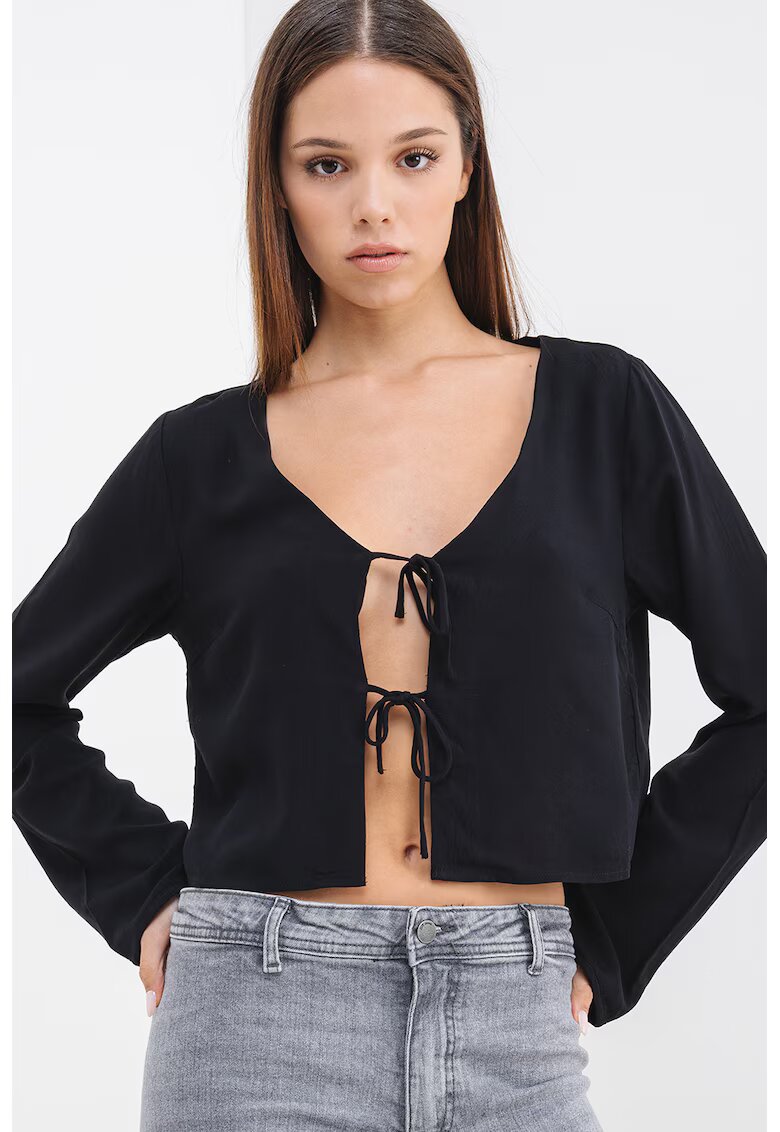 Only Bluza cu prinderi frontale - Negru