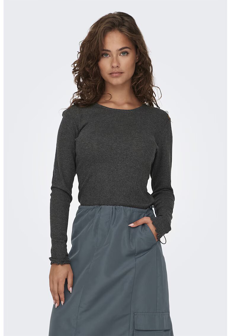 Only Bluza cu terminatii valurite Carlotta - Gri inchis