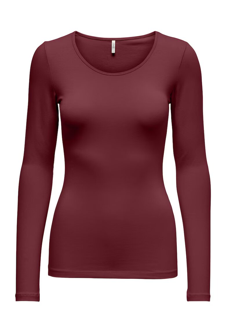 Only Bluza dama - bumbac organic/elastan - Visiniu