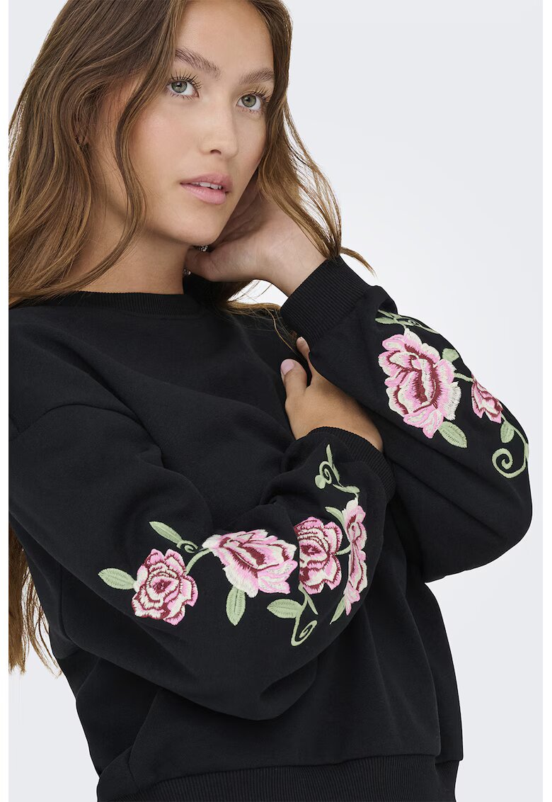 Only Bluza de trening cu imprimeu floral - Negru
