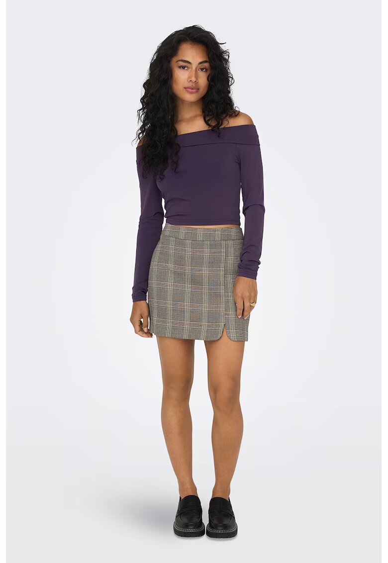 Only Bluza slim fit cu decolteu pe umeri Fano - Violet prafuit