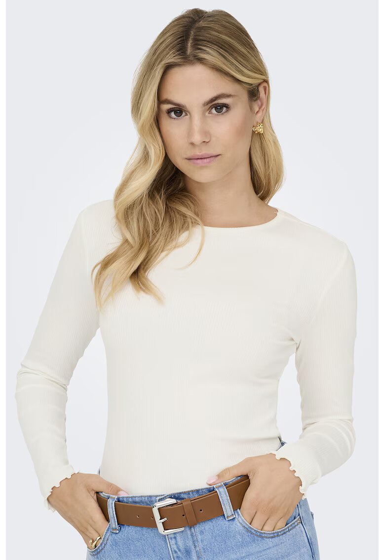 Only Bluza slim-fit cu decolteu rotund - Alb