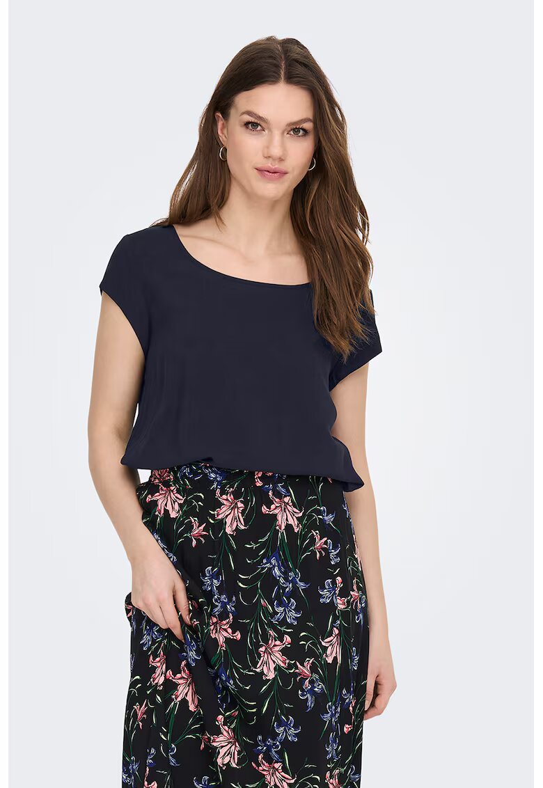 Only Bluza vaporoasa cu maneci scurte Nova - Albastru ultramarin