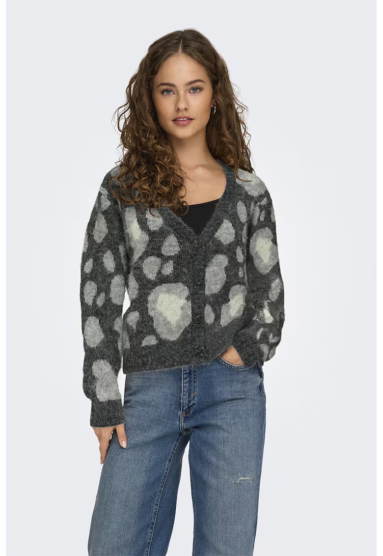 Only Cardigan cu animal print - Verde padure
