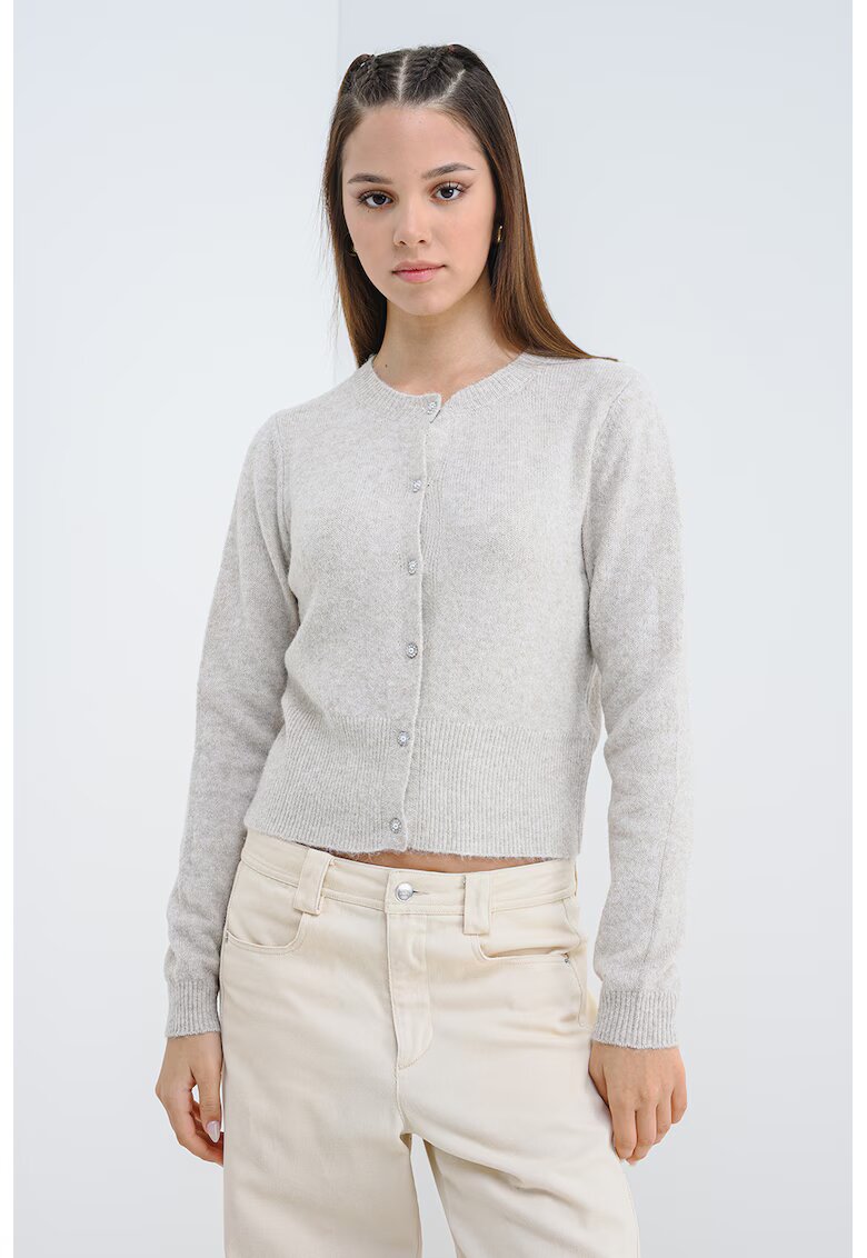 Only Cardigan din tricot cu nasturi - Bej melange