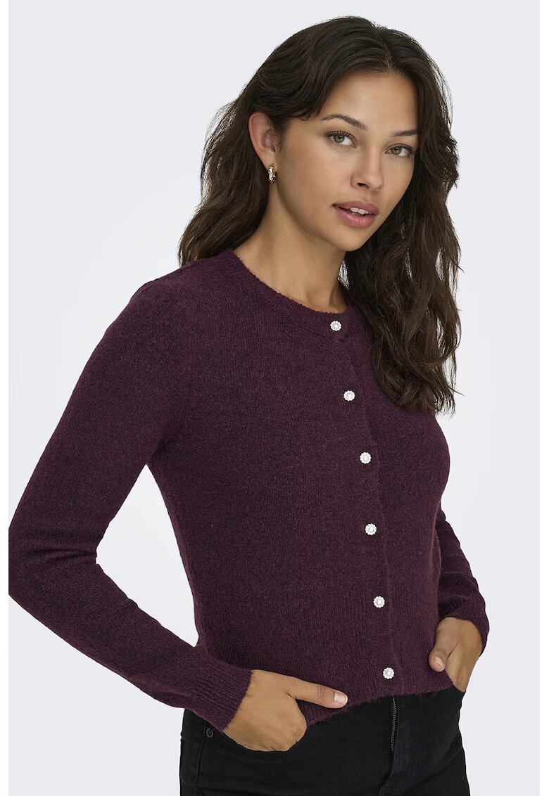Only Cardigan din tricot cu nasturi - Violet pruna