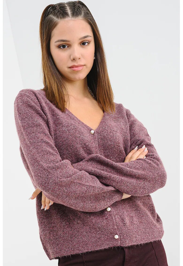 Only Cardigan lejer cu decolteu in V - Violet pruna